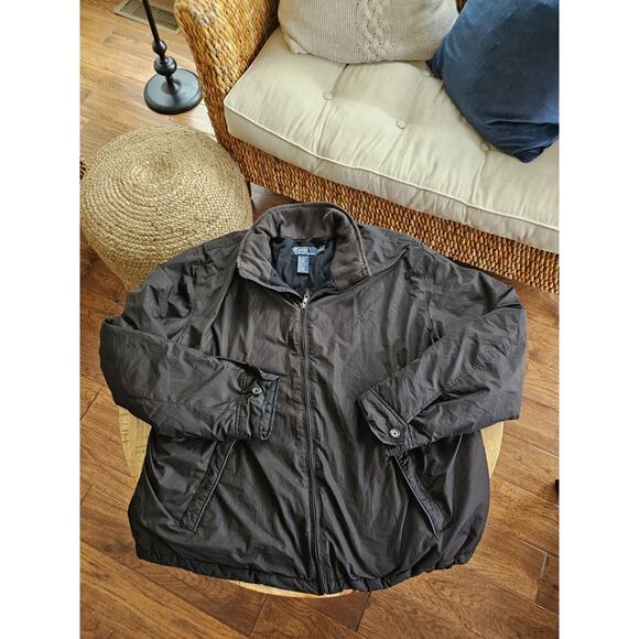 Polo Ralph Lauren Full Zip Jacket Brown Foldable Hood Leather Accent Men's 2XL - Picture 1 of 13